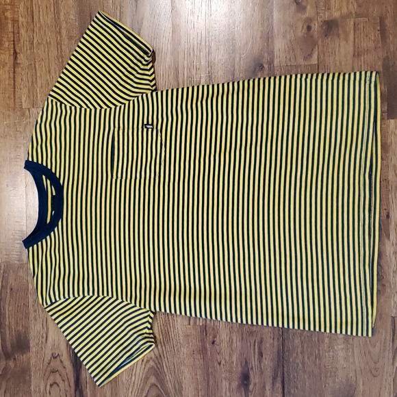 Mens Vans yellow & turquoise striped shirt size M - Picture 1 of 4